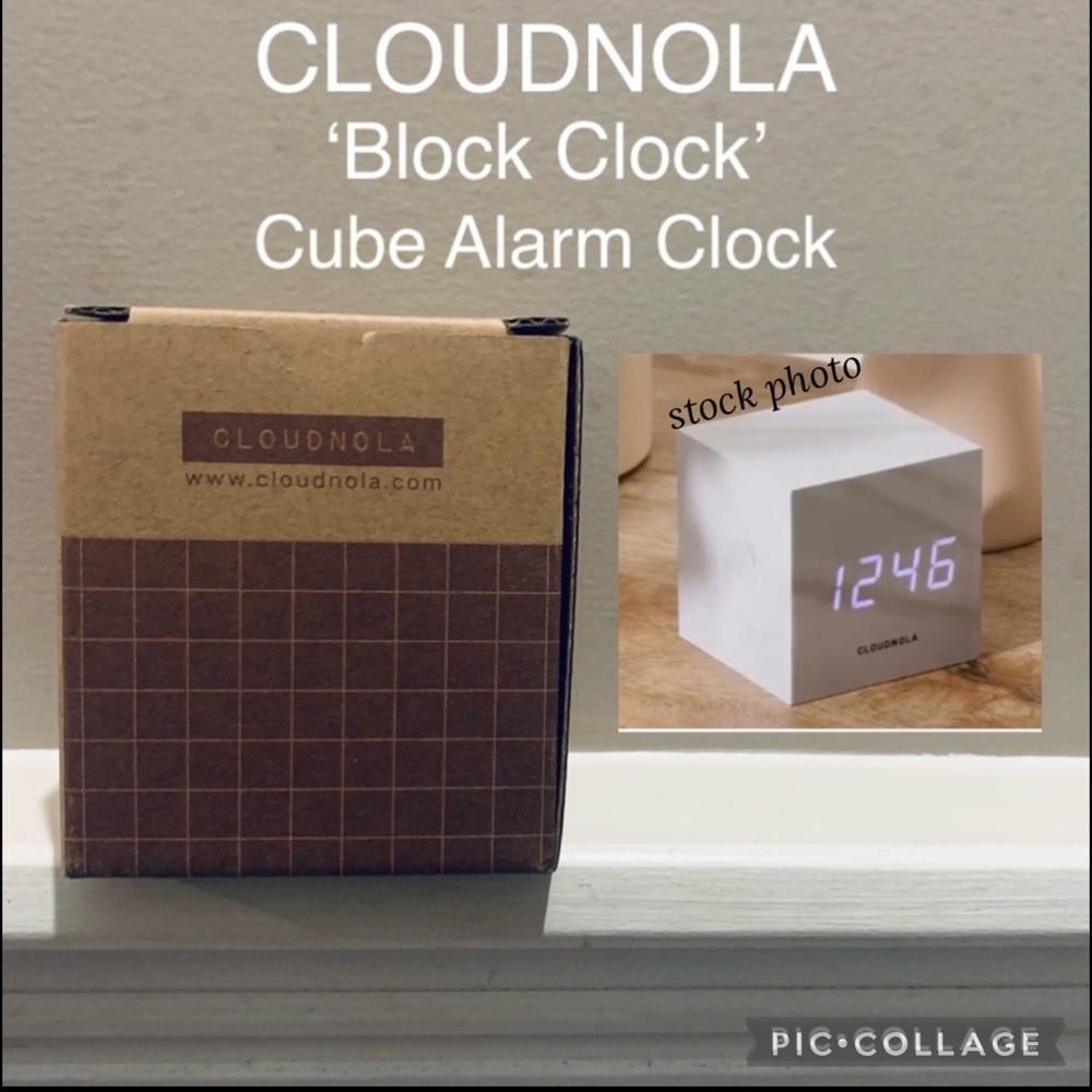NWT CLOUDNOLA Block Clock - Cube Alarm Clock